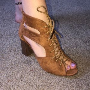 Faux Tan Lace Up Heels